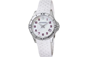 Image of Wenger Womens Squadron White Dial, Pink Numbers, White Strap 0121.103