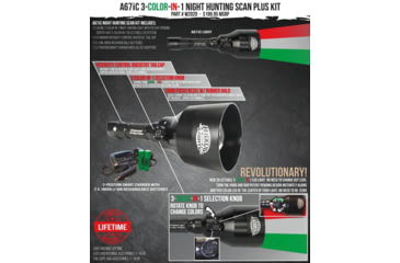 Image of Wicked Hunting Lights A67iC 3-Color-In-1 Scan Plus Kit, Green/Red/White, W2020