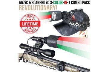 Image of Wicked Hunting Lights A67iC and ScanPro iC 3-Color-In-1 Night Hunting Light and Headlamp Combo Kit, Green/Red/White, W2053