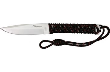 Image of Wildsteer Wild Tech 2 Fixed Knife, SS Blade, Black and red speckled paracord wrapped handle WSWT2B