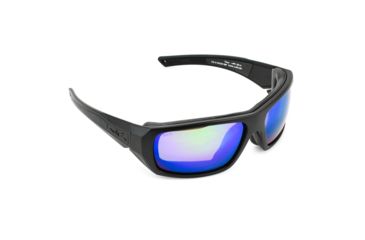 Image of Wiley X Enzo Sunglasses, Matte Black Frame,Polarized Emerald Mirror Amber Lens CCENZ07