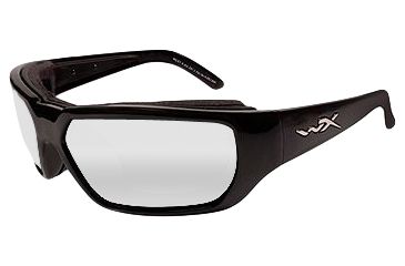 Image of Wiley X Rout Sunglasses - Clear Lens / Gloss Black Frame CCROU03