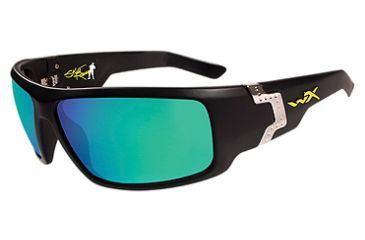 Image of Wiley X Xcess Fishing Sunglasses Emerald Mirror Lenses, Black Frame SSXCE04