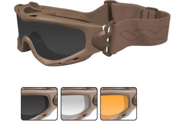 Image of Wiley X Spear Goggles - Smoke Gray, Clear, Light Rust Lenses w/Tan Frame SP293T