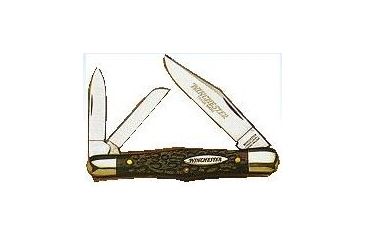 Image of Winchester Knives 3 1/2in, 3 Blade Whittler w/ Black Jigged Delrin Handle W 20 39018