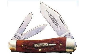 Image of Winchester Knives 3 3/4in, 3 Blade Spline Back Serpentine Whittler w/ Burnt Orange Bone Handle W 18 39118