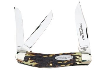 Image of Winchester Knives 3 3/4in, 3 Blade Three Backspring Whittler w/ Stag Delrin Handle, Clam Pack W 40 14088 C