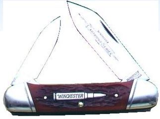 Image of Winchester Knives 3 5/8in, 2 Blade Canoe w/ Burnt Orange Bone Handle W 18 29114
