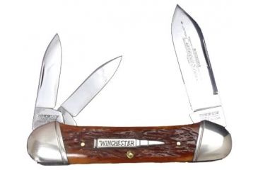 Image of Winchester Knives 3 5/8in, 3 Blade Canittler w/ Burnt Orange Bone Handle W 18 39115