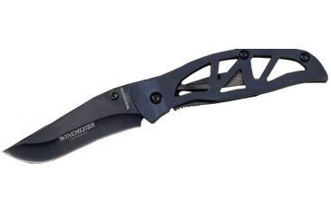 Image of Winchester Knives 4 1/2in, 1 Blade Body Lock Knife, Black Titanium Winchester Handle, Clam Pack W 40 14009
