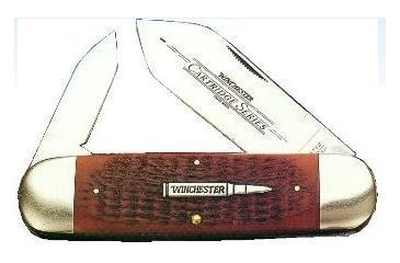 Image of Winchester Knives 4 1/2in, 2 Blade Rope Sunfish Pattern w/ Burnt Orange Bone Handle, Cartridge Shield W 18 29110