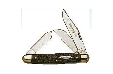 Image of Winchester Knives 4in, 3 Blade Round Bolster Stockman w/ Black Jigged Delrin Handle W 20 39014