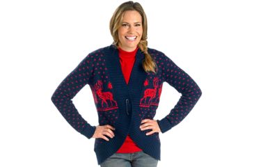Image of Woolrich Holiday Reindeer Sweater - Womens-Deep Indigo-Large