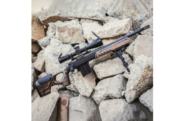 Image of WOOX Cobra Precision Rifle Stock for Remington 700 M5 DBM AICS Short Action, Left Hand, Bottom Metal, Laminted Black/Brown, SH.GNS032.05LH