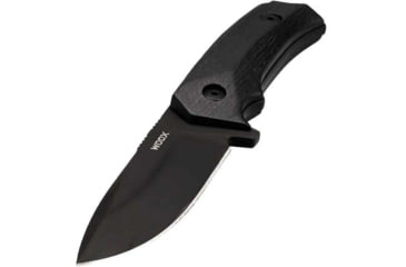 Image of WOOX Rock 62 Fixed Blade Knife, 4.25 in, Drop Point, Mil-Spec Black, Sleipner Steel Blade, Plain American Walnut Handle, Phantom Black, BU.KNF001.09