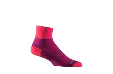 Image of Wrightsock Double Layer CoolMesh II Quarter Sock, Plum/Pink, Large, 8053.2401