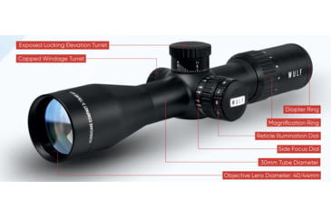 Image of Wulf Optics Hurricane Compact 4-14x44mm 30mm Tube Rifle Scope, Second Focal Plane, W-MIL1 Illuminated Reticle, Black, WU9115
