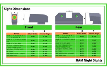 Image of XS Sight Systems R3D Night Sights, Tritium, Green, Smith &amp; Wesson M&amp;P Shield/ M&amp;P M2.0 Shield, Black, SW-R033S-6G