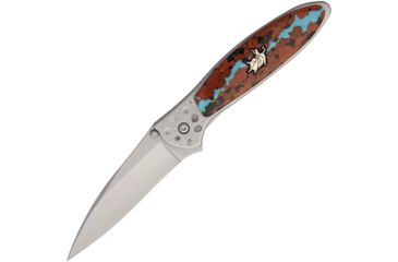 Image of Yellowhorse Custom Kershaw Leek Bullrider Folding Knife,3in,Sandvik 14C28N Steel,Satin,Turquoise,Stainless Handle YH206