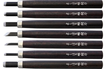 Image of Yoshiharu Cutlery Japan H-7 Japanese Carving Knife Set, 7 overall, Brown wood handle, AC018