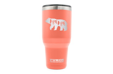 Image of Yukon Outfitters 40oz Tumbler, Coral with Mama Bear engraved, YO40CORALMBEAR