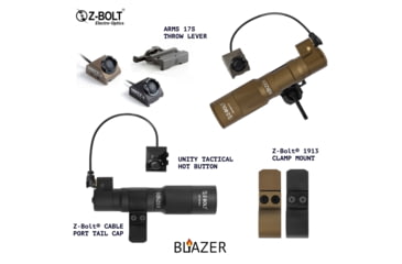 Image of Z-Bolt Blazer LEP Weapon Light - 18350 - Cable Port &amp; Arms Mount, Black, LEP-18350-PORT-BLK-PHCF-17S