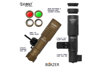 Image of Z-Bolt Blazer LEP Weapon Light - 18350 - Cable Port &amp; Arms Mount, Black, LEP-18350-PORT-BLK-PHCF-17S