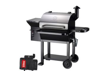Image of Z Grills 10002E 8-in-1 Wood Pellet Grill, BBQ &amp; Smoker, Black/Silver, 54x29x53, ZPG-10002E