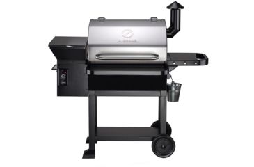 Image of Z Grills 10002E 8-in-1 Wood Pellet Grill, BBQ &amp; Smoker, Black/Silver, 54x29x53, ZPG-10002E
