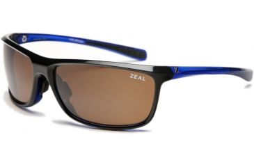 Image of Zeal Optics Backyard Sunglasses, Black + Blue Gloss Frame and Polarized Dark Grey Lens 10061