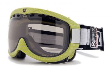 Image of Zeal Optics Link Classic Ski Goggles, Carbon Matte Green Frame and Polarized Automatic Optimum Lens LK4SPPG