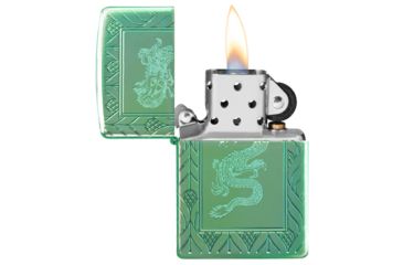 Image of Zippo Armor High Polish Elegant Dragon Lighter w/ Click, Green, One Size, 49054