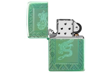 Image of Zippo Armor High Polish Elegant Dragon Lighter w/ Click, Green, One Size, 49054
