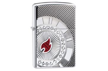 Image of Zippo Armor Poker Chip Design Lighter w/ Click, Silver, One Size, 49058