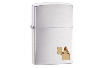 Image of Zippo Brass Emblem Lighter, Brushed Chrome 29102