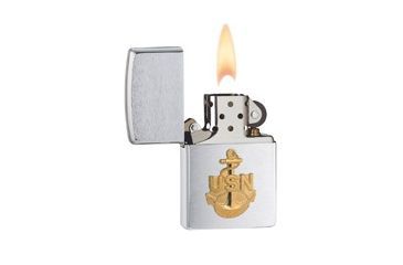 Image of Zippo Navy Anchor Classic Style Lighter, Brushed Chrome 280ANC