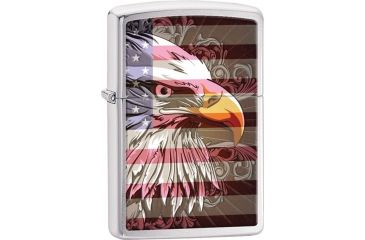 Image of Zippo Eagle Flag Brushed Chrome, Lighter ZO28652