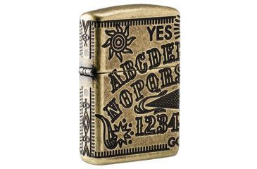 Image of Zippo Ouijia Board Pocket Lighter, Antique Brass Armor, 49001