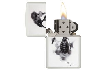 Image of Zippo Spazuk Bird Design Matte Pocket Lighter, White, 29645