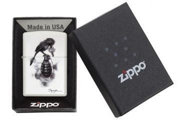 Image of Zippo Spazuk Bird Design Matte Pocket Lighter, White, 29645