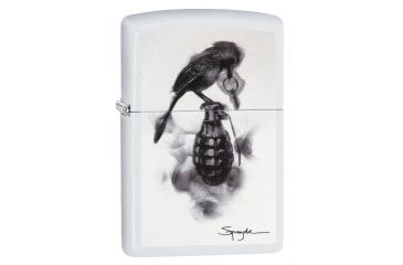 Image of Zippo Spazuk Bird Design Matte Pocket Lighter, White, 29645
