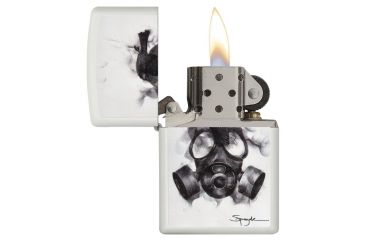 Image of Zippo Spazuk Gas Mask Design Matte Pocket Ligher, White, 29646