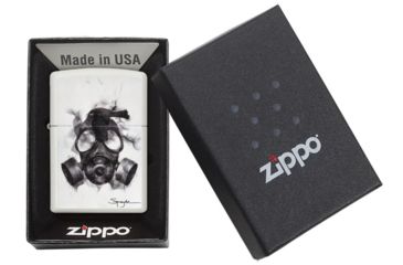 Image of Zippo Spazuk Gas Mask Design Matte Pocket Ligher, White, 29646