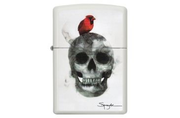 Image of Zippo Spazuk Skull Design Matte Pocket Lighter, White, 29644