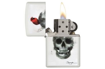 Image of Zippo Spazuk Skull Design Matte Pocket Lighter, White, 29644