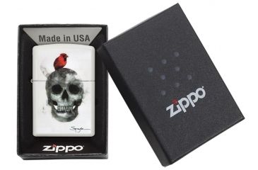Image of Zippo Spazuk Skull Design Matte Pocket Lighter, White, 29644