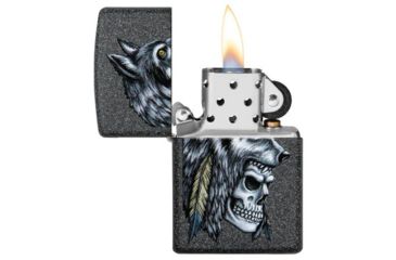 Image of Zippo Wolf Skull Feather Design Pocket Lighter 29863