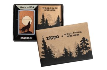 Image of Zippo Woodchuck USA Howling Wolf Lighter w/ Click, Silver, One Size, 49043