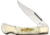 Alaska Scrimshaw Connection Salmon Lockback Folding Knife, 2.75 mirror finish stainless clip point blade, Natural smooth bone handle, SALMON