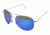 AO II 8-Base Sunglasses, Slvr, Wire Spatula, Blue Mirror Poly Lens, 55mm, Small/Medium S-BMP-WS-55